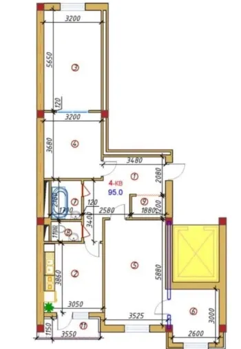 98 м², 4-комн. квартира, 4/12-0