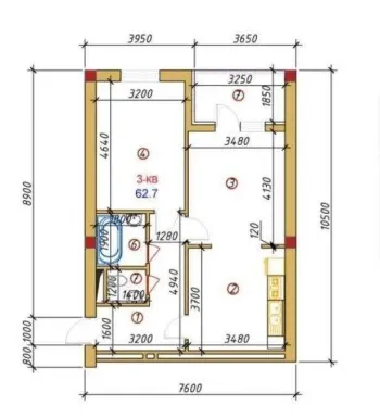 97 м², 3-комн. квартира, 2/12-3