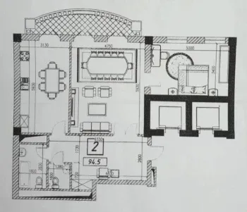 90 м², 2-комн. квартира, 11/12-3