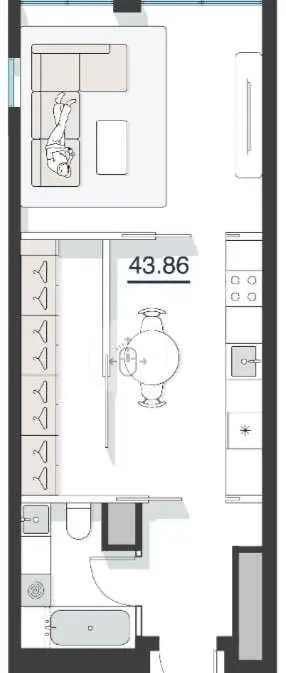 43 м², 2-комн. квартира, 13/23-2