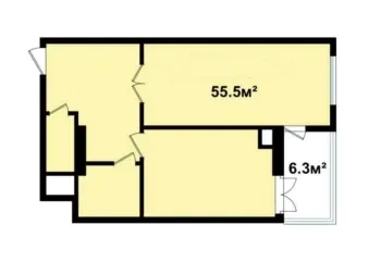 56 м², 2-комн. квартира, 14/16-0