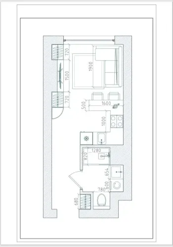 25 м², 1-комн. квартира, 12/25-2
