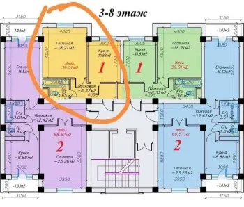 40 м², 1-комн. квартира, 8/9-3