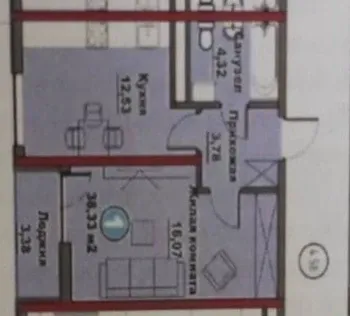 38 м², 1-комн. квартира, 9/16-1