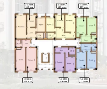 52 м², 2-комн. квартира, 5/8-3