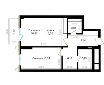 68 м², 2-комн. квартира, 7/12-3