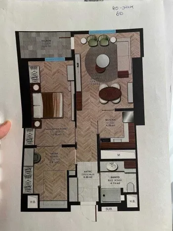 60 м², 2-комн. квартира, 40/51-1