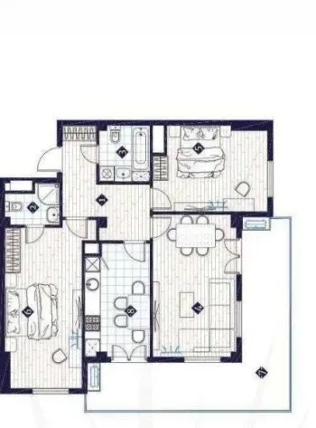 90 м², 3-комн. квартира, 9/14-0