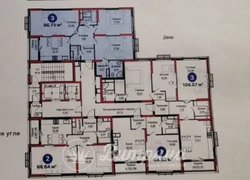 97 м², 3-комн. квартира, 12/12-1