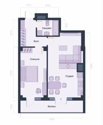 66 м², 2-комн. квартира, 8/13-2