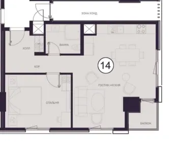 58 м², 2-комн. квартира, 18/25-3