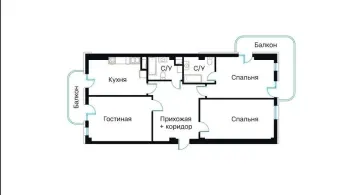 118 м², 3-комн. квартира, 4/12-1