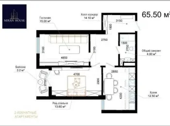 66 m², 3-xonali kvartira, 8/8-1