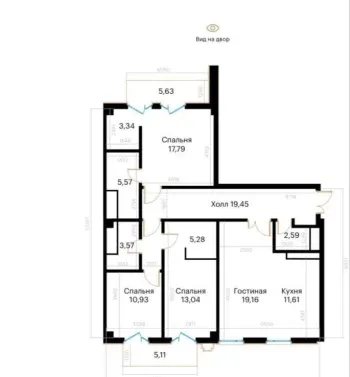 126 m², 3-xonali kvartira, 8/10-1