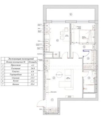 67 м², 2-комн. квартира, 13/13-1