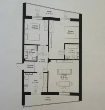 83 м², 3-комн. квартира, 8/9-1