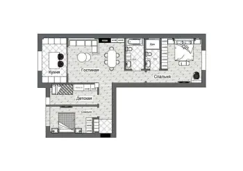 85 м², 3-комн. квартира, 4/9-1