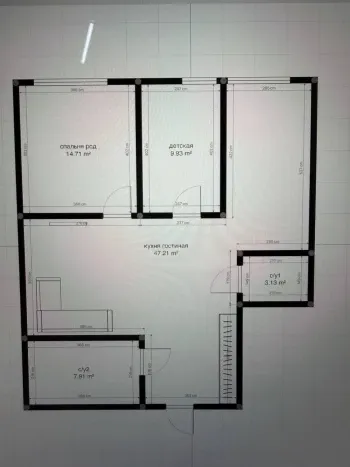 74 м², 3-комн. квартира, 9/13-1