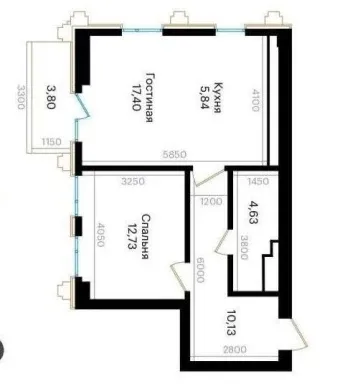 56 m², 2-xonali kvartira, 10/11-3