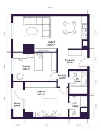 75 м², 3-комн. квартира, 13/25-0