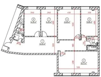 141 м², 5-комн. квартира, 7/19-1