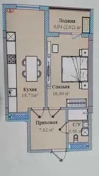 48 м², 1-комн. квартира, 5/16-3