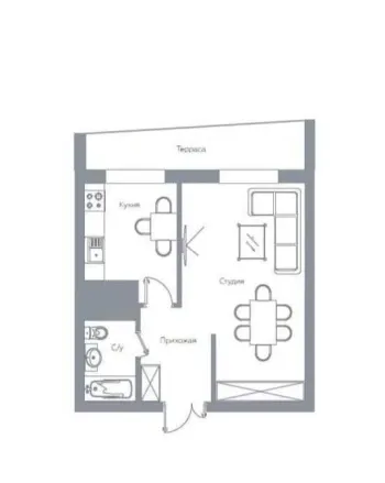 43 m², 1-xonali kvartira, 6/14-1