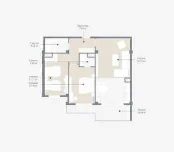 85 м², 3-комн. квартира, 4/14-1