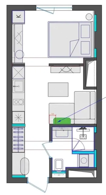 33 m², 1-xonali kvartira, 10/14-3