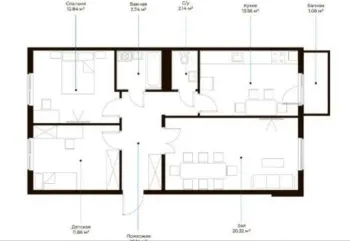 76 м², 3-комн. квартира, 9/9-1