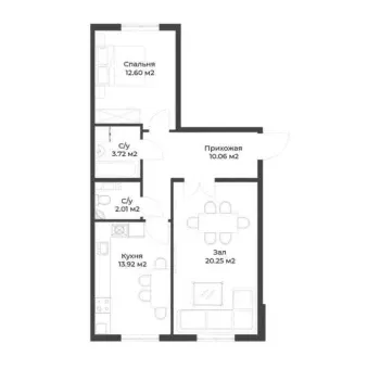 65 м², 2-комн. квартира, 9/9-0