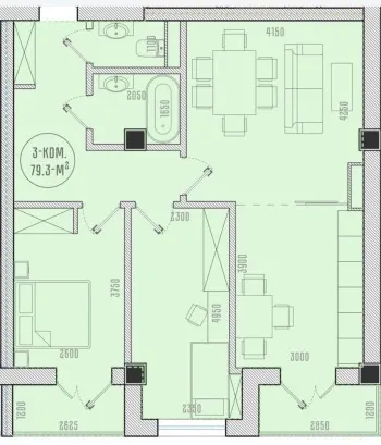 80 m², 3-xonali kvartira, 3/15-2