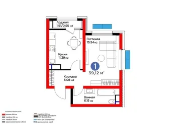 38 м², 1-комн. квартира, 7/16-1