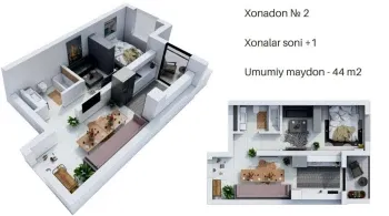 49 m², 1-xonali kvartira, 10/16-1