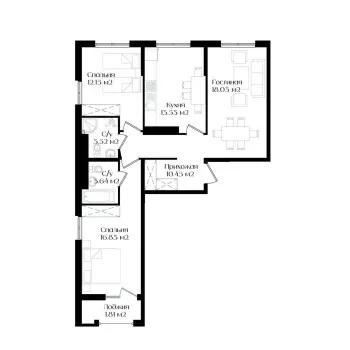 75 м², 3-комн. квартира, 13/16-2