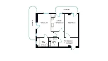 126 м², 2-комн. квартира, 12/13-1