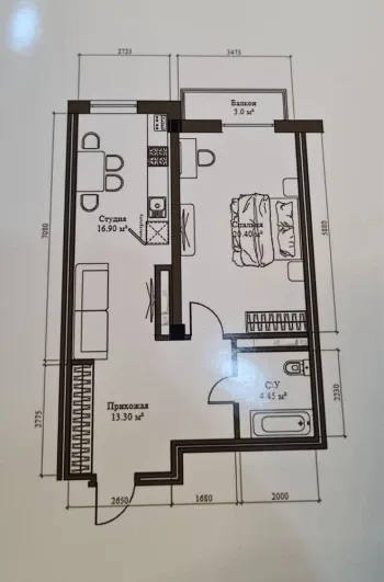 57 м², 2-комн. квартира, 8/10-3