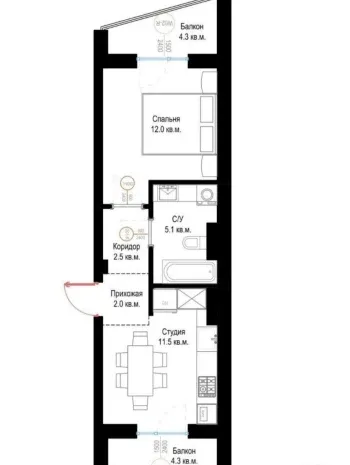 30 м², 1-комн. квартира, 4/9-1