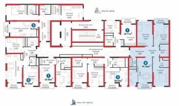 91 м², 4-комн. квартира, 6/16-2