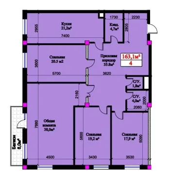 160 м², 4-комн. квартира, 4/11-2