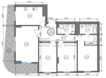 105 м², 4-комн. квартира, 4/16-3