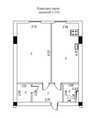 56 м², 2-комн. квартира, 11/11-2