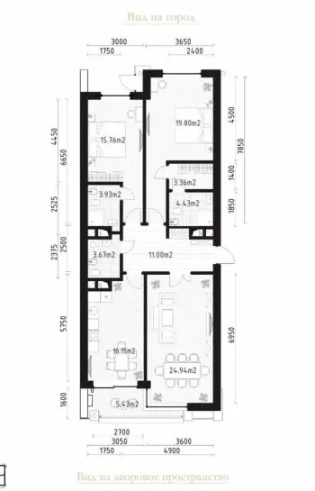 110 м², 4-комн. квартира, 7/7-3