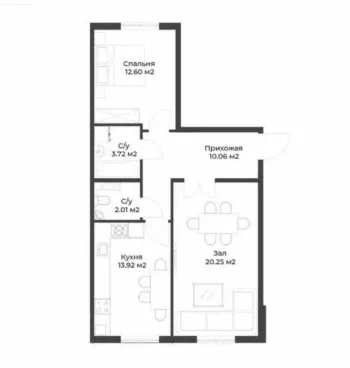 65 м², 2-комн. квартира, 7/9-1