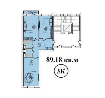 89 m², 3-xonali kvartira, 8/9-2