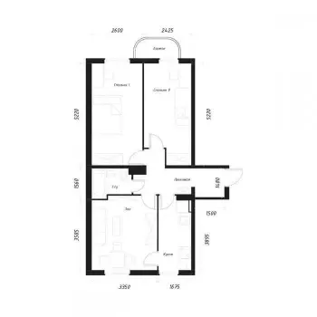 56 м², 3-комн. квартира, 4/5-1