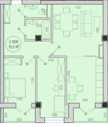 80 м², 3-комн. квартира, 3/14-1