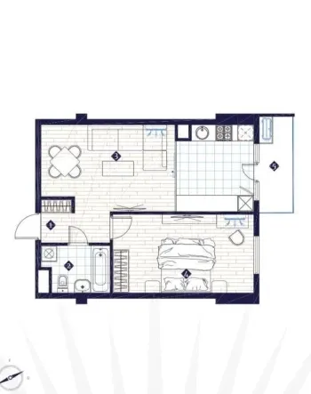 50 m², 2-xonali kvartira, 8/14-3