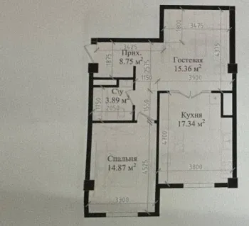 60 м², 2-комн. квартира, 4/16-2