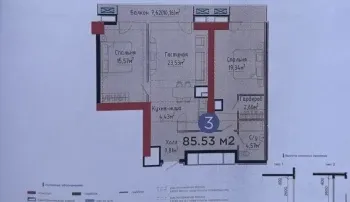 86 м², 3-комн. квартира, 21/27-2